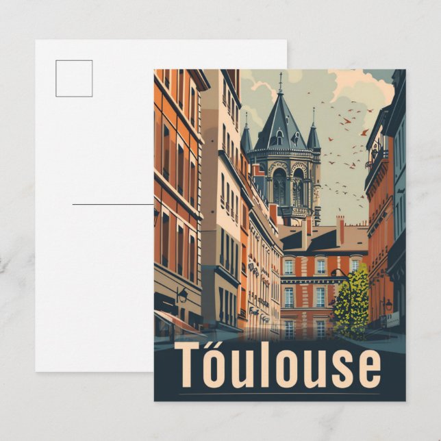 Cartão Postal Toulouse France Vintage - Ilustração do Viagem (Frente/Verso)