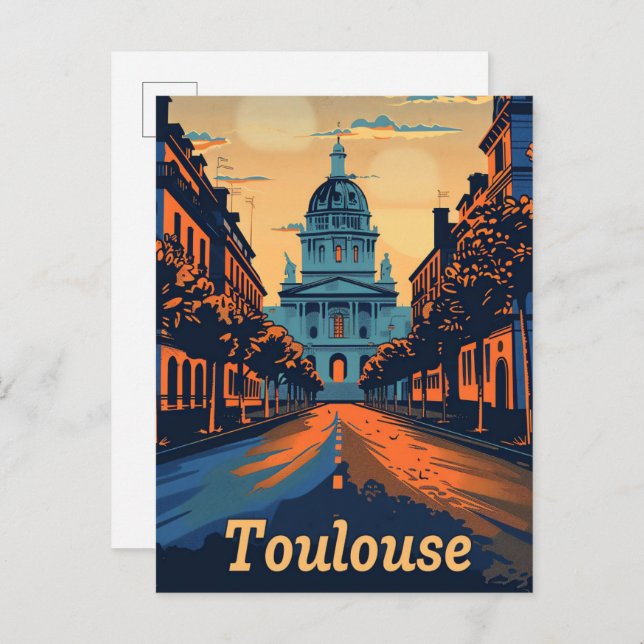 Cartão Postal Toulouse France Vintage - Ilustração do Viagem (Frente/Verso)