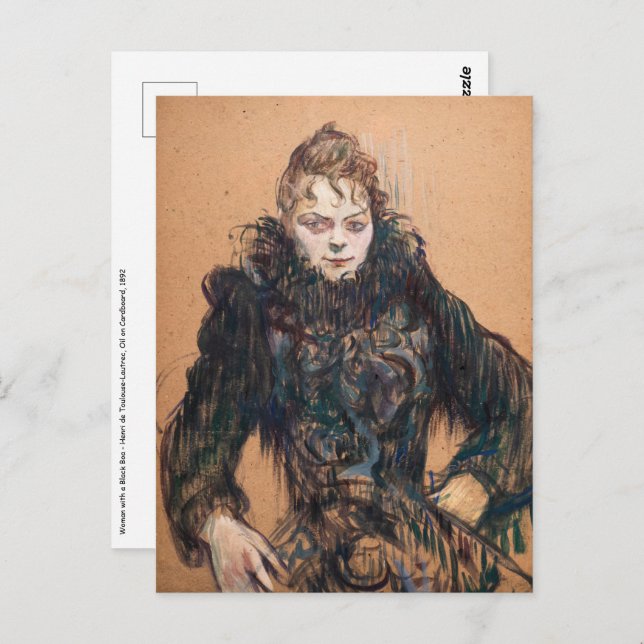 Cartão Postal Toulouse-Lautrec - Mulher com um Boa Preto (Frente/Verso)