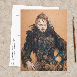 Cartão Postal Toulouse-Lautrec - Mulher com um Boa Preto