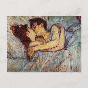 Cartão Postal Toulouse-Lautrec na cama o beijo