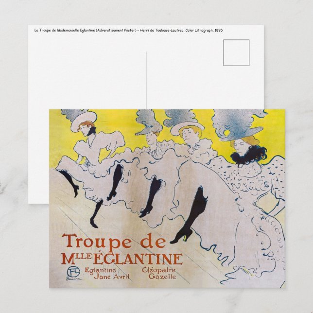 Cartão Postal Toulouse-Lautrec - Troupe de Mlle Eglantine (Frente/Verso)