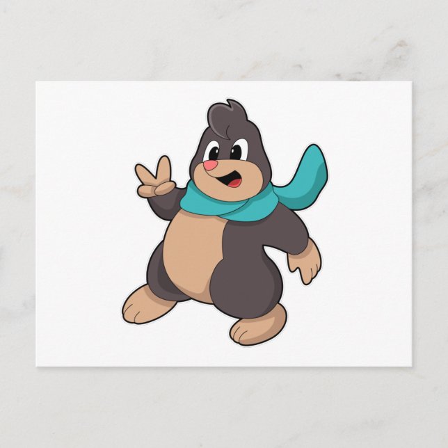 Cartão Postal Toupeira com cachecol (Frente)