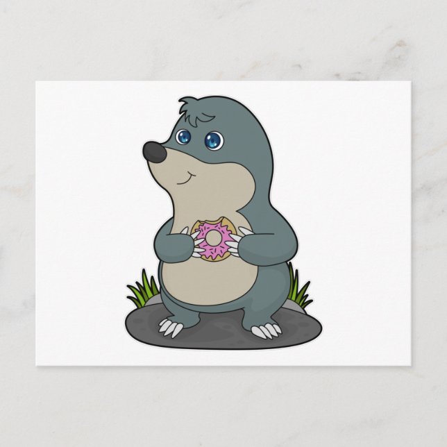 Cartão Postal Toupeira com Donut (Frente)