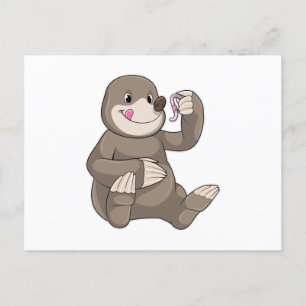 Cartão Postal Toupeira com Minhoca