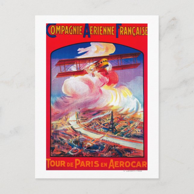 Cartão Postal Tour de Paris, França, no Aerocar Poster Europe (Frente)