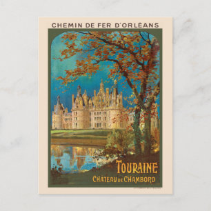 Cartão Postal Touraine Château de Chambord Poster vintage 1913