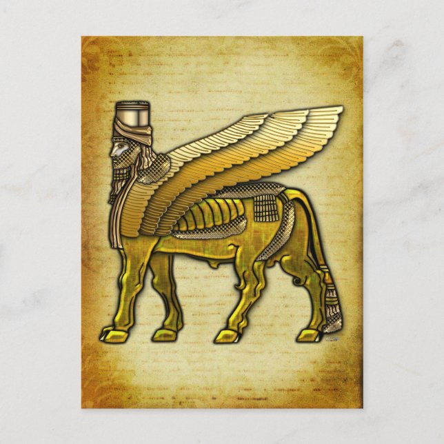 Cartão Postal Touro Alado Babilônico Lamassu (Frente)