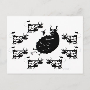 Cartão Postal Touro e Vacas