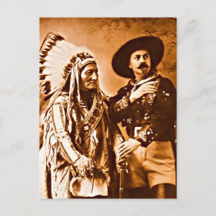 Cartão Postal Touro Sentado e Buffalo Wild West Show 1885