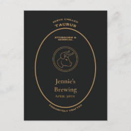 Cartão Postal Touro Teimoso Sensual Rótulo de Apotecário Pessoal