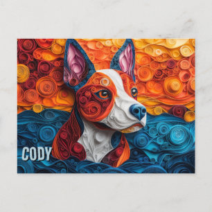 Cartão Postal Touro Terrier Paper Quilling Art Dog Retrato