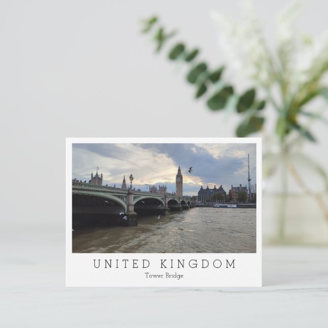 Cartão Postal Tower Bridge e Big Ben, noite, Londres, Inglaterra (Em pé/Frente)