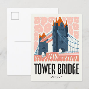 Cartão Postal Tower Bridge London abstrato viagem de arte floral