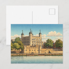 Cartão Postal Tower of London Japanese Woodblock Print