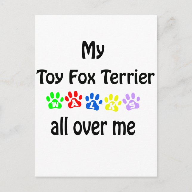 Cartão Postal Toy Fox Terrier Walks Design (Frente)