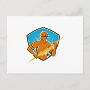 Cartão Postal Trabalhador da Construção Eletricista Retro