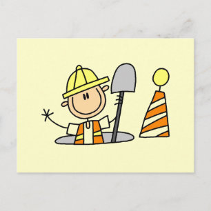 Cartão Postal Trabalhador de Construção em Camisetas e Present