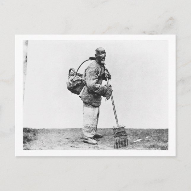 Cartão Postal Trabalhador de dia chinês, c.1870 (foto de b/c) (Frente)
