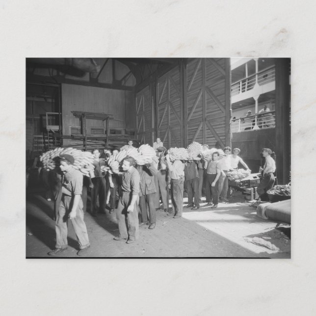 Cartão Postal Trabalhando no Barco da Banana - Vintage (Frente)