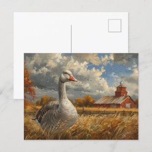 Cartão Postal Trabalho de arte da Farmhouse de Ganso cinza