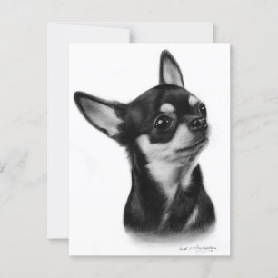 Cartão Postal Trabalho de arte De Cão Chihuahua Pintado De Cabel