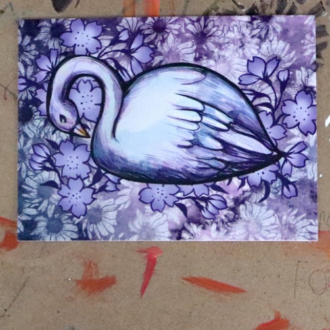 Cartão Postal Trabalho de arte de Cisne-Rosa e Roxo (Criador carregado)