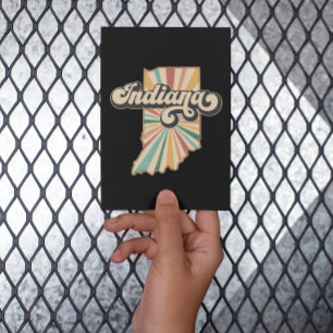 Cartão Postal Trabalho de arte do Mapa de Indiana Retroativo   V