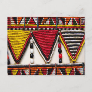 Cartão Postal Trabalho Maasai Tribal com Contas