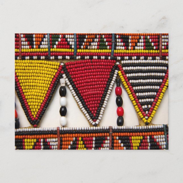 Cartão Postal Trabalho Maasai Tribal com Contas (Frente)