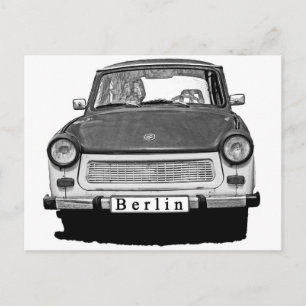 Cartão Postal Trabant Car Front, Black and White, Berlim