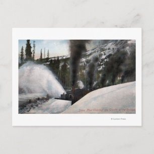 Cartão Postal Traços de Limpeza da Estrada-de-Neve em Rocky