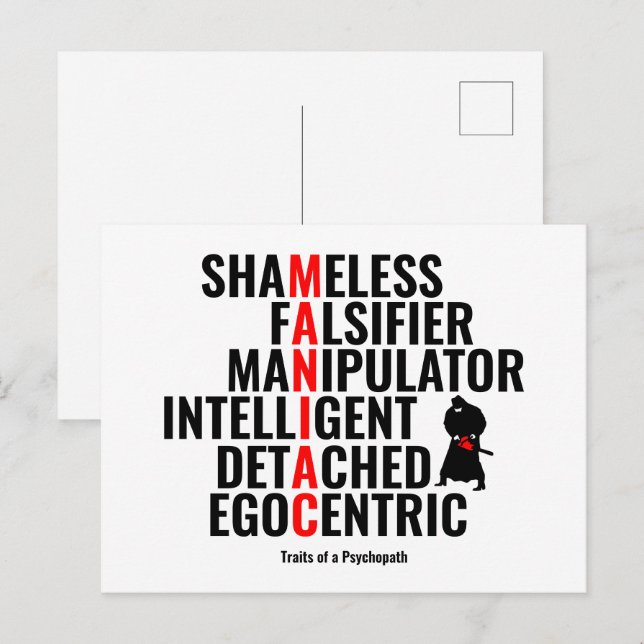 Cartão Postal Traços de um Psicopata (Frente/Verso)