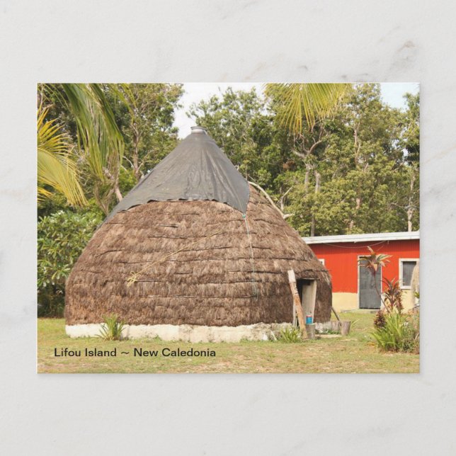 Cartão Postal Tradicional Hut, Ilha Lifou, Nova Caledónia (Frente)