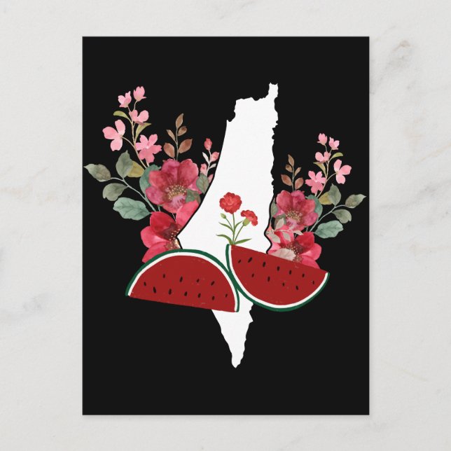 Cartão Postal Traditional Palestine elements in palestine map (Frente)