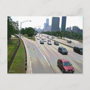 Cartão Postal Tráfego de Chicago em arenito