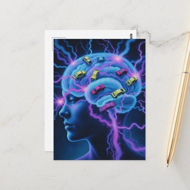 Cartão Postal Traffic Jam in The Brain Surreal (Frente/Verso In Situ)