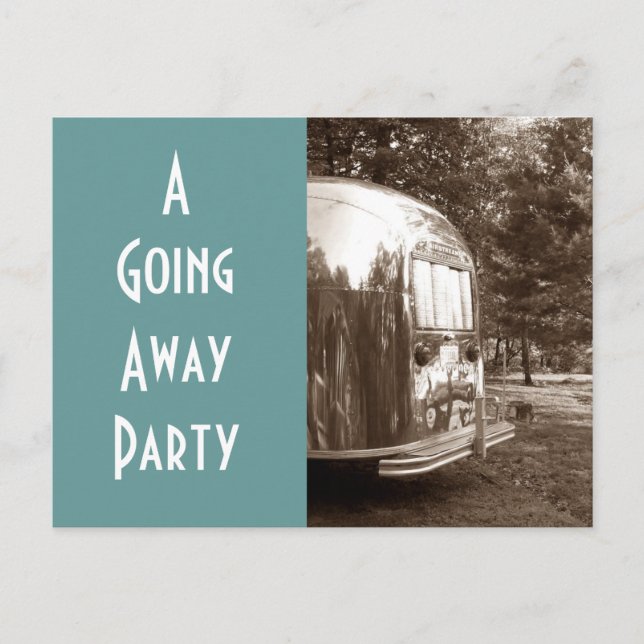 Cartão postal Trailer de viagem antigo indo embora (Frente)