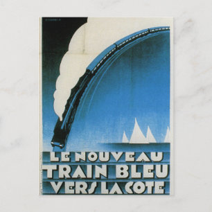 Cartão Postal Train Bleu Cote D'Azur French Art Deco Viagem