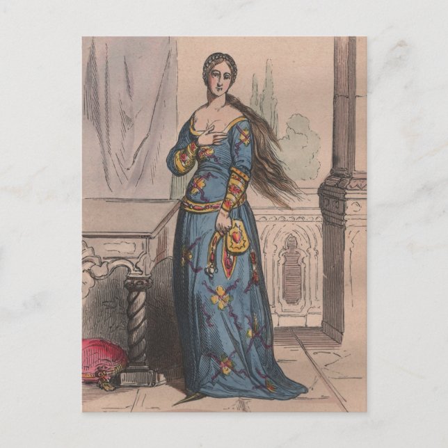 Cartão Postal Traje Medieval Francês Sob Carlos VI  (Frente)