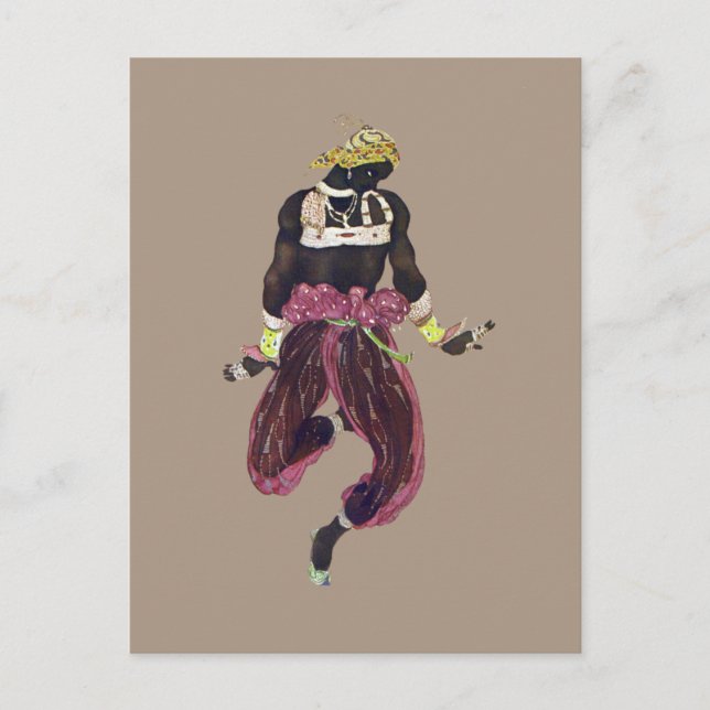 Cartão Postal Traje para Scheherazade por Leon Bakst (Frente)