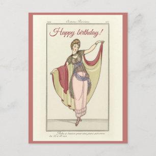 Cartão Postal Trajes Parisienses- Vestido de dança, Aniversário