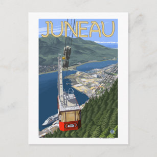 Cartão Postal Tram sobre Juneau, Poster de Viagens vintage do Al