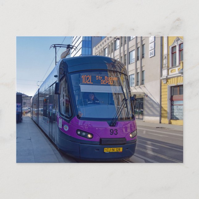 Cartão Postal Tramway Street Carro Romênia Passagem (Frente)