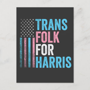 Cartão Postal Trans Folk for Harris Election Transgender LGBT