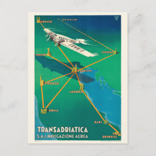 Cartão Postal Transadriatica Itália Poster vintage 1931