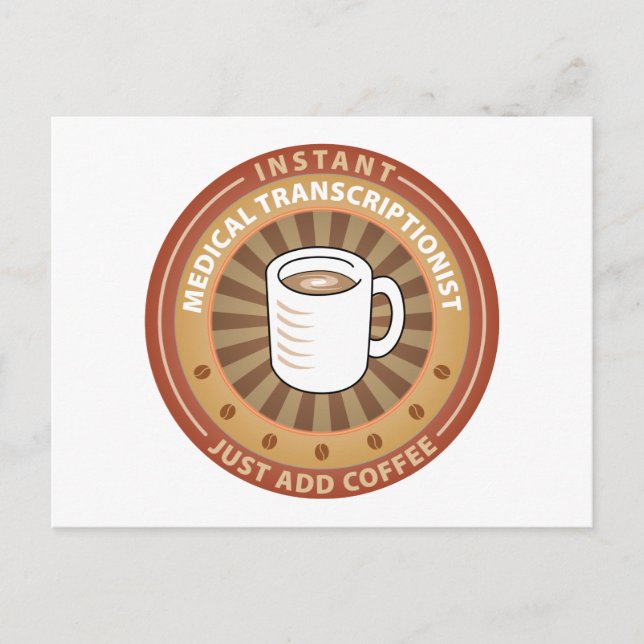 Cartão Postal Transcriptionist médico imediato (Frente)