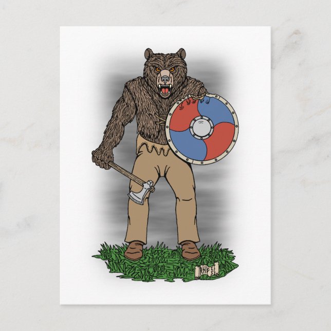 Cartão Postal Transformou o Viking Berserker ou Werebear (Frente)