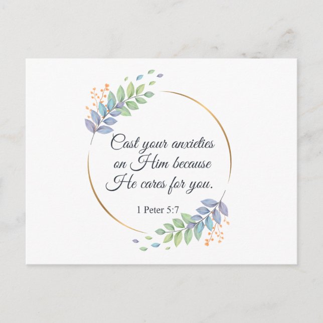Cartão Postal Transmita Suas Ansiedades Nele 1 Peter 5:7 (Frente)