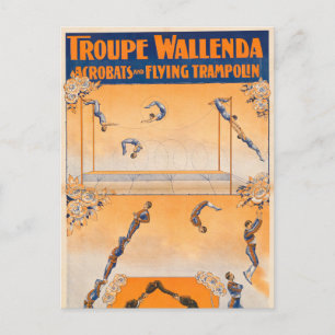 Cartão Postal Trapeze, Acrobatas E Trampolina Voadora